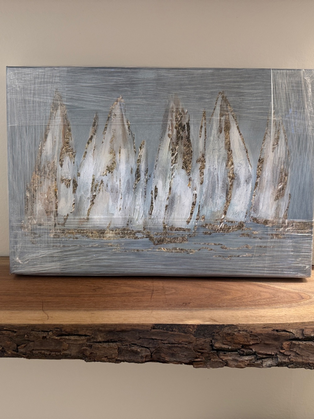 Bed Bath & Beyond Silver and White Sailboat Canvas Art